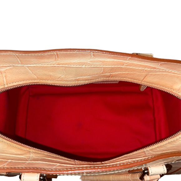 Vintage Dooney & Bourke Peach Medium Side Pocket Satchel Hand Bag Made In Italy - Picture 13 of 15